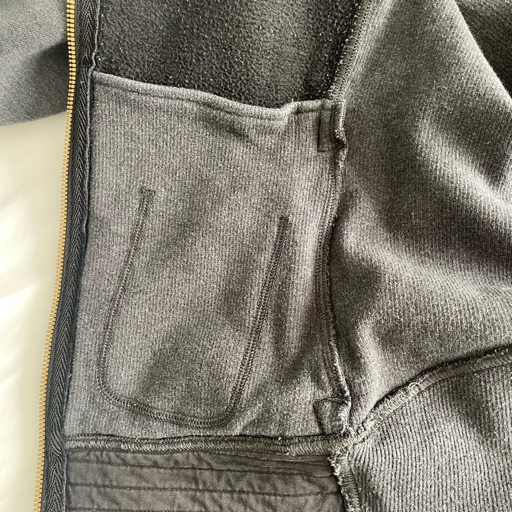 Lululemon "Radiant" Heathered Black Gold Accents Thick Funnel Neck Zip-Up Jacket - Picture 13 of 17